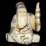 Hand Craft Carved OX Bone Netsuke Carving Man Figurine