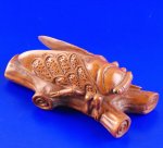 Hand Carved Boxwood Wood Netsuke Carving Cicada On Wood