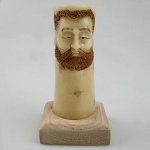 Wood OX Bone Carving Figure Pencil Pen Holder Display