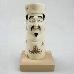 5" Wood OX Bone Carving Human Figures Pencil Pen Holder