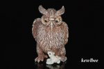 adb0856 JAPANESE MAMMOTH TUSK NETSUKE NIGHT OWL MOUSE