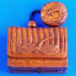 Hand Carved Wood Boxwood Inro Dragonfly Netsuke Carving