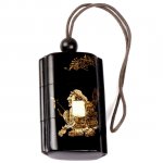 Japanese Ebony Iron Wood Ivory Inlay Pig Inro Carving