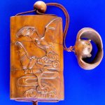 Refined Carved Japanese Boxwood Inro Netsuke Bat 3.5"
