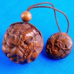 Carved Wood Boxwood Inro Animals Ball Netsuke Carving