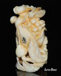 aeb0610 Japanese Hippo Ivory Carving Snuff Bottle Megranate