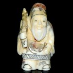 Hand Craft Carved OX Bone Netsuke Carving Man Figurine