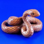 Japanese Hand Carved Boxwood Wood Netsuke Carving Lovely Snake #541