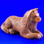 Handwork Crafts Boxwood Wood Netsuke Carving Lovely Dog