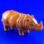 Hand Carved Boxwood Wood Netsuke Carving Rhinoceros