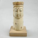 Wood OX Bone Carving Buddha Figurine Pencil Pen Holder