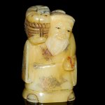 Carved OX Bone Japanese Netsuke Carving Human Figures