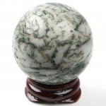 40mm Round White Moss Agate Stone Sphere Ball Display