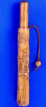 Hand Carved Japanese Boxwood Inro Netsuke Bead Skull 9"