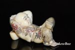 adb0863 JAPANESE MAMMOTH TUSK NETSUKE BOY SLEEP