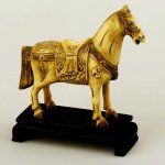 Carved OX Bone War Horse Steed Carving Statue Sculpture