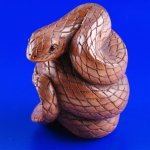 Japanese Hand Carved Boxwood Wood Netsuke Carving Lovely Snake #731