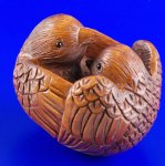 Handwork Carved Boxwood Wood Netsuke Carving 2 Chicken