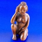 Handmade Carved Boxwood Wood Netsuke Carving Nude Lady