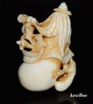 aeb0575 Japanese Hippo Ivory Carving Snuff Bottle Eggplant