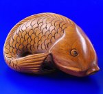 Handwork Carved Boxwood Wood Netsuke Carving Cute Fish