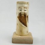 Wood OX Bone Carving Human Figurines Pencil Pen Holder