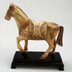 Carved OX Bone War Horse Shout Carving Statue Sculpture