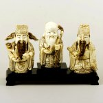 Carved OX Bone Carving Statue 3 Immortals Of Fu Lu Shou