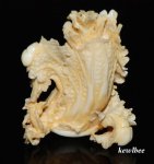 aeb0565 Japanese Hippo Ivory Carving Snuff Bottle Cabbage