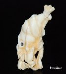 aeb0595 Japanese Hippo Ivory Carving Snuff Bottle Frog Lotus Leaf