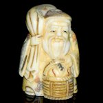 Carved OX Bone Japanese Netsuke Carving Human Figures