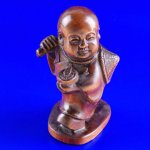 Handwork Carved Boxwood Wood Netsuke Carving Happy Monk