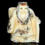 Hand Craft Carved OX Bone Netsuke Carving Man Figurine