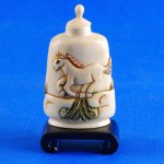 Carved OX Bone Snuff bottle Carving Horse With Stand