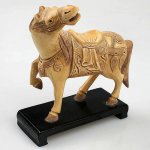 Carved OX Bone Horse Look Back Carving Statue Sculpture
