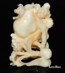 aeb0608 Japanese Hippo Ivory Carving Snuff Bottle Megranate