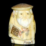 Carved OX Bone Japanese Netsuke Carving Human Figures