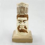 5" Wood OX Bone Carving King Figures Pencil Pen Holder