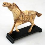 5.9" Carved OX Bone War Horse Carving Statue Sculpture