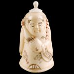 Hand Carved OX Bone Snuff bottle Carving Man Hold Hulu