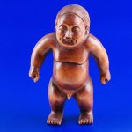 Japanese Carved Crafts Boxwood Wood Netsuke Carving Nude Boy #851