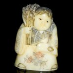 Carved OX Bone Japanese Netsuke Carving Human Figures