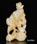 aeb0623 Hand Carved Hippo Ivory Carving Snuff Bottle Frog Lotus Leaf