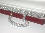 dany003 7.5mm Silver Gray Akoya Pearl Necklace 14KY 34"