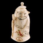 Hand Carved OX Bone Snuff bottle Carving Man Hold Stick
