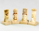 afc0125 Big Bone Netsuke Carving 4 Pencil Vase Holder Display