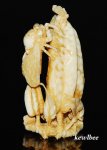 aeb0526 HANDCRAFT HIPPO TUSK SNUFF BOTTLE FRUIT
