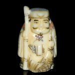 Carved OX Bone Japanese Netsuke Carving Human Figures