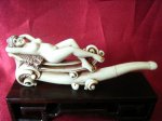 kka0327 Mammoth Ivory Carving Western Nude Lady Cigaret Holder