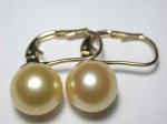 dae035w 14K Gold Golden Akoya Pearl Earrings Lever Back